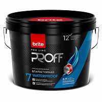 Краска BRITE PROFESSIONAL интерьерная влагостойкая глубокоматовая база С, ведро 2,7 л